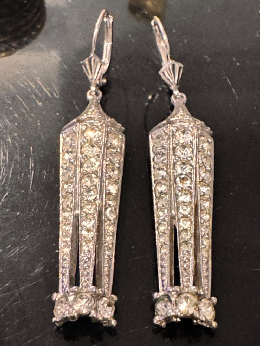 Vintage Avon of Belleville Earrings Rhinestone Art Deco Revival